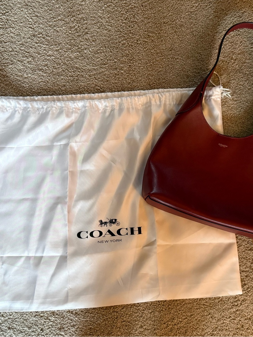 Coach Brooklyn 28 Smooth Leather Shoulder Hobo in Deep Wine